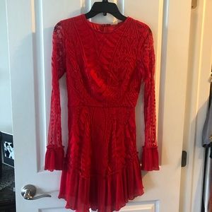 Red lace selfie Leslie dress